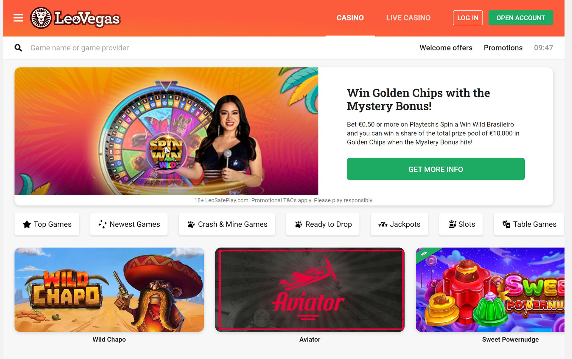 LeoVegas Casino screenshot