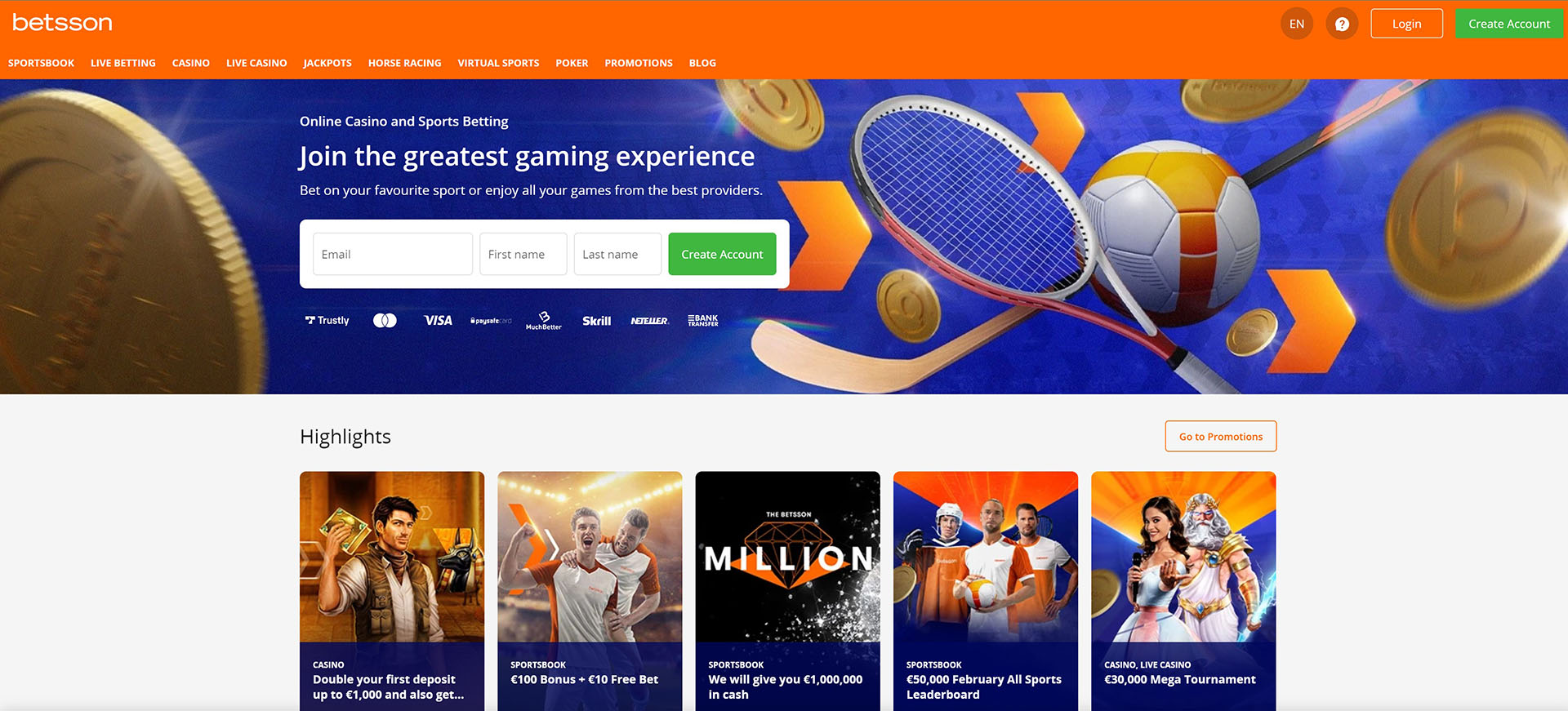 Betsson Casino screenshot